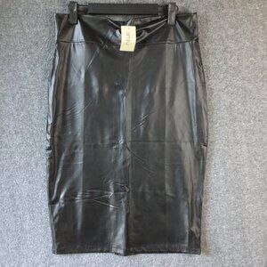 Simlu Vegan Leather Pencil Skirt Sz XL Black NWT